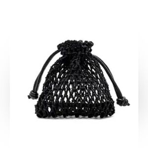 Clare V. Drawstring Braided Rope Sandy Bag Black